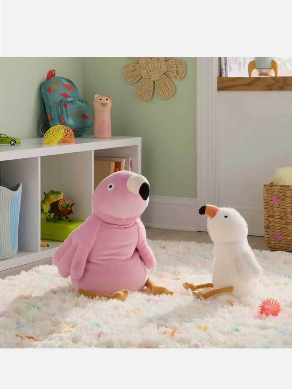 NWT Flamingo and Baby Weighted Plush Kids' Throw Pillow Pink - Pillowfort Target